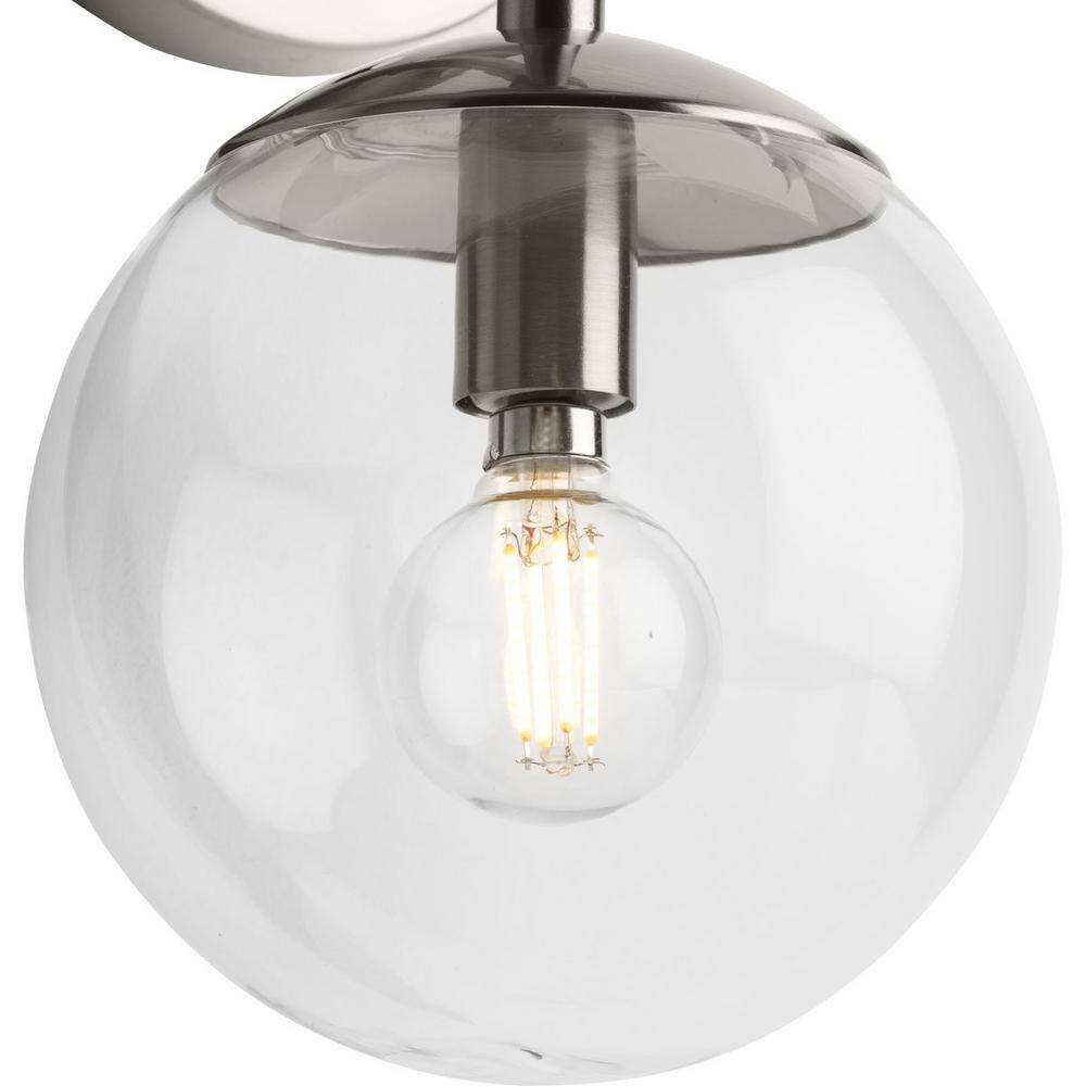 Atwell Brushed Nickel 2-Light Wall Sconce with Clear Glass Shades