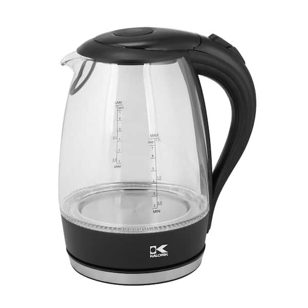 KALORIK 7-Cup Black Stainless Steel Cordless Electric Kettle with Automatic  Shut-off JK 42458 BK - The Home Depot