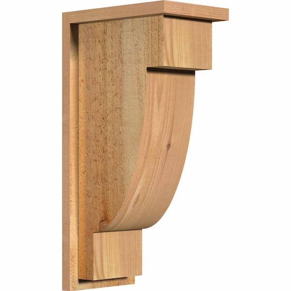 Ekena Millwork 8 in. x 12 in. x 24 in. Western Red Cedar Del Alpine Rough Sawn Corbel with Backplate