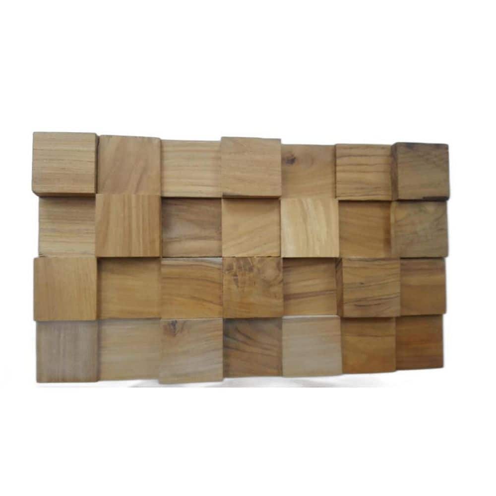 Brown 3D Embossed Block Teak Reclaimed Wood Decorative Wall Panels price history on PriceWatchPro