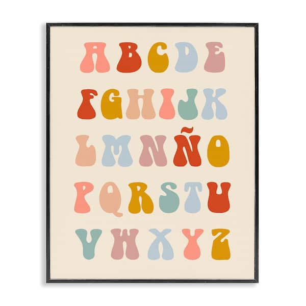 Stupell Industries Retro ABC Spanish Alphabet by Lil' Rue Black Framed ...
