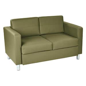 Pacific 52 in. Sage Faux Leather 2-Seat Loveseat with Removable Cushions