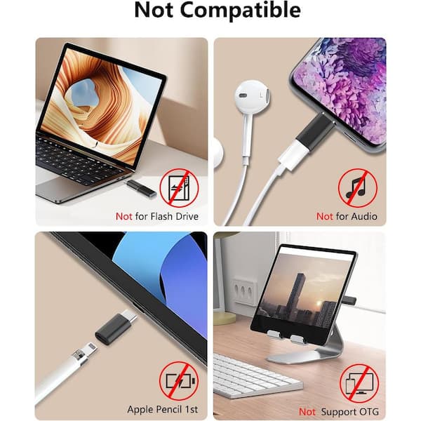 USB C Male to Compatible for Lightning Female Adapter Charging Data Sync  Type C Connector