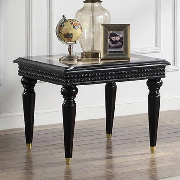 Acme Furniture Tayden 28 in. Marble Top and Black Finish Rectangle Wood