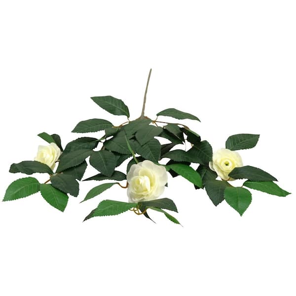 D&W Silks Artificial Indoor Cream Camellia Spray (Set of 3)