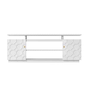 70 in.W White Storage Entertainment Center with Adjustable Shelf Fits TV Up to 80 in.