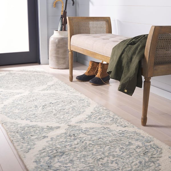 SAFAVIEH Martha Stewart Ivory/Blue 5 ft. x 8 ft. Floral Trellis