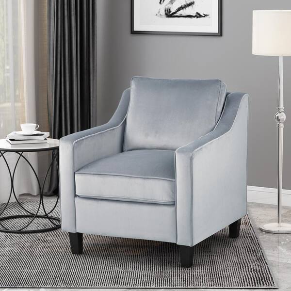 Noble House Milo Grey Velvet Upholstered Club Chair 81792 The