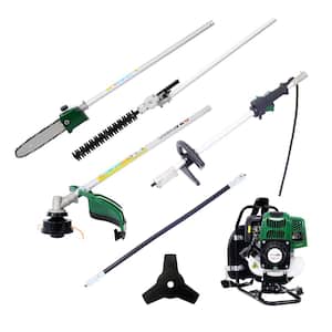 4 in 1 Green Multi-Functional Trimming Tool, 31CC 4-stroke Garden Tool System with Gas Pole Saw, Hedge/Grass Trimmer