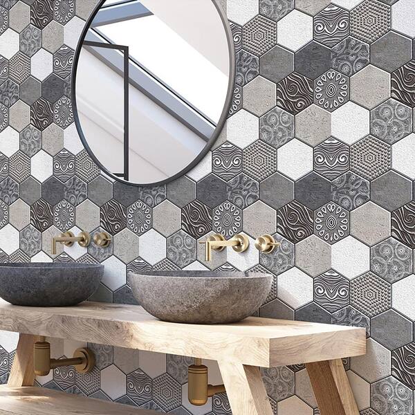 PVC Waterproof Wall Sticker 3D Mosaic Tile Wallpaper Bathroom Home Decor