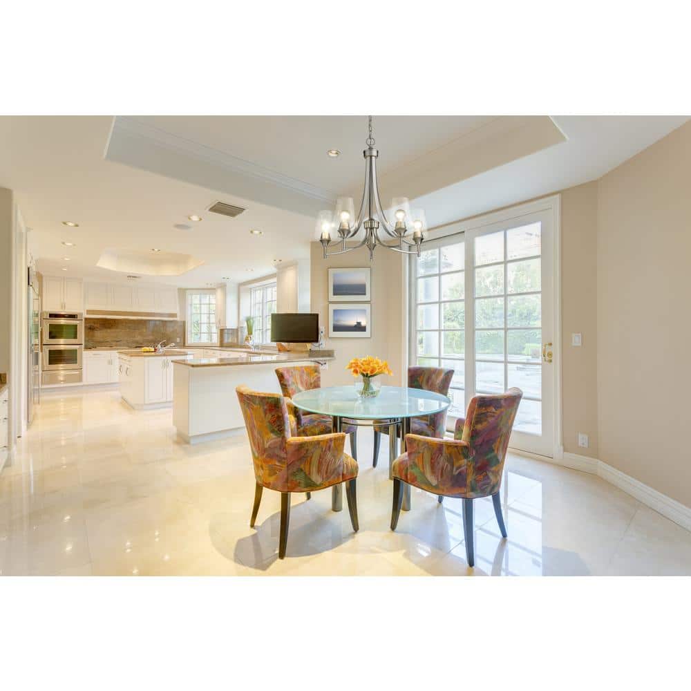 Joliet 5-Light Brushed Nickel Glass Shade Chandelier
