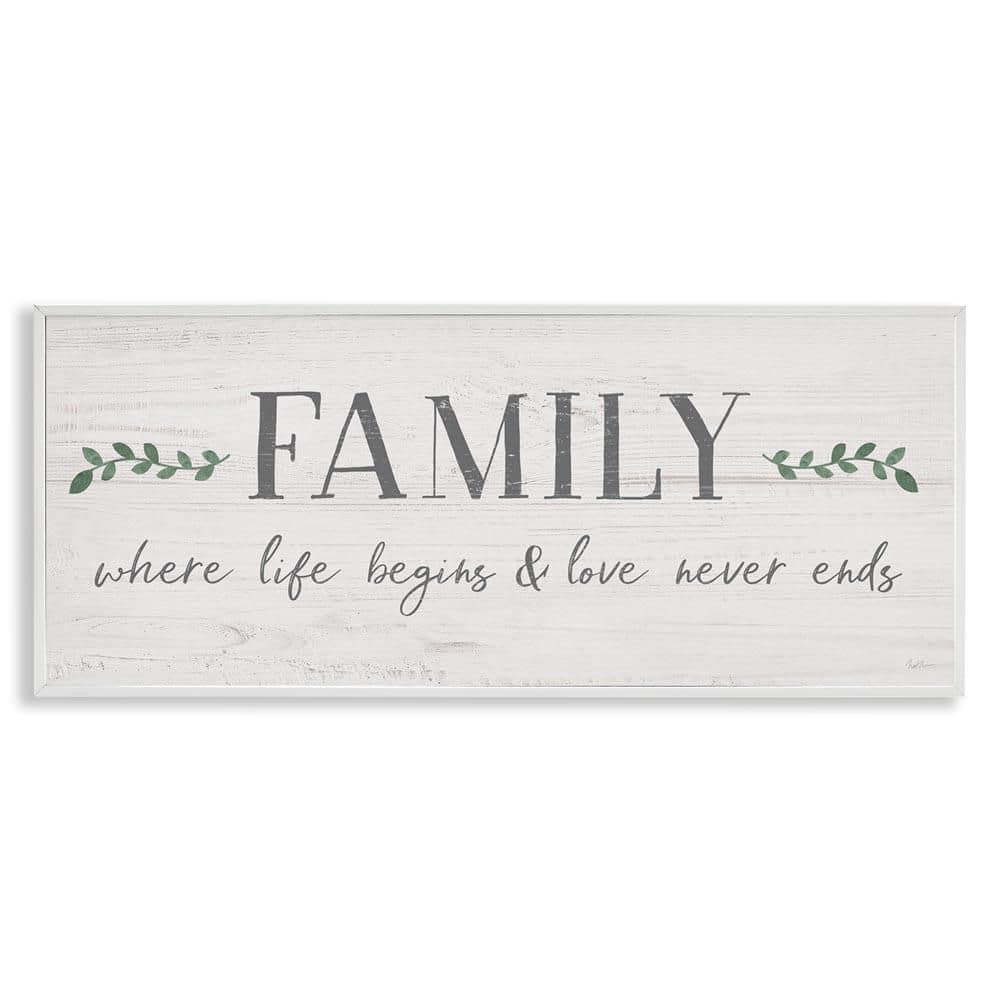 Love Never Ends Family Phrase by Natalie Carpentieri White Framed Giclee Art Print Typography 24 in. x 10 in. price history on PriceWatchPro