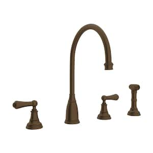 Georgian Era Double Handle Standard Kitchen Faucet in English Bronze