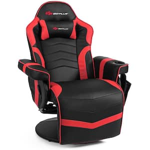 Faux Leather Ergonomic Massage Gaming Recliner Reclining Racing Chair Swivel in Red