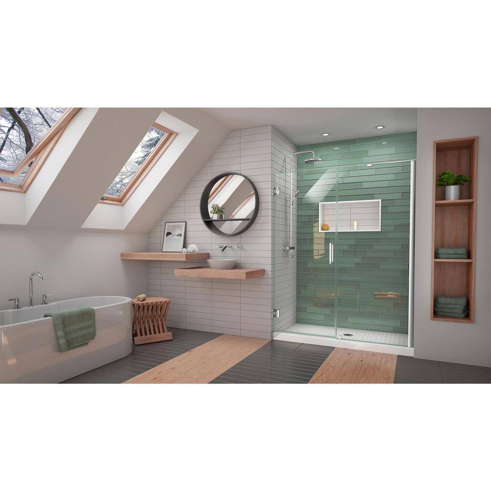 Unidoor-LS 55'' W x 72'' H Frameless Clear Glass Shower Door
