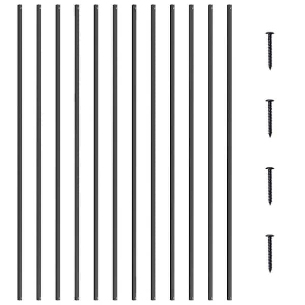 Staircase Balusters 44.02 in. H x 0.51 in. W Square Black Aluminum Alloy Stair Railing Kit Deck Baluster (11-Pack)