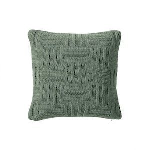 Chain Basket Green Polyester Knit 20 x 20 Square Throw Pillow