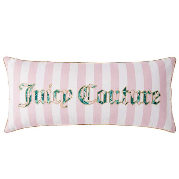 JUICY COUTURE Tropical Palm Green/Pink 16 in. x 36 in. Throw Pillow