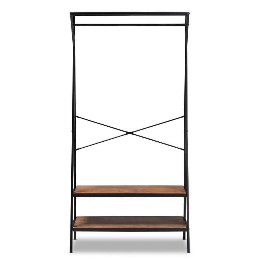 Baxton Studio Laima Brown and Black Coat Rack with Freestanding Shelves