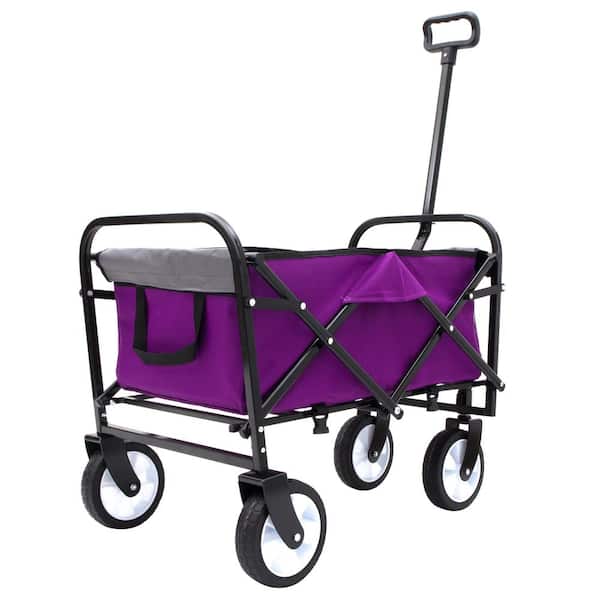 maocao hoom Foldable Wagon Cart with Strapping System, Utility Wagon Grocery Cart for Camping Shopping Sports, Serving Cart