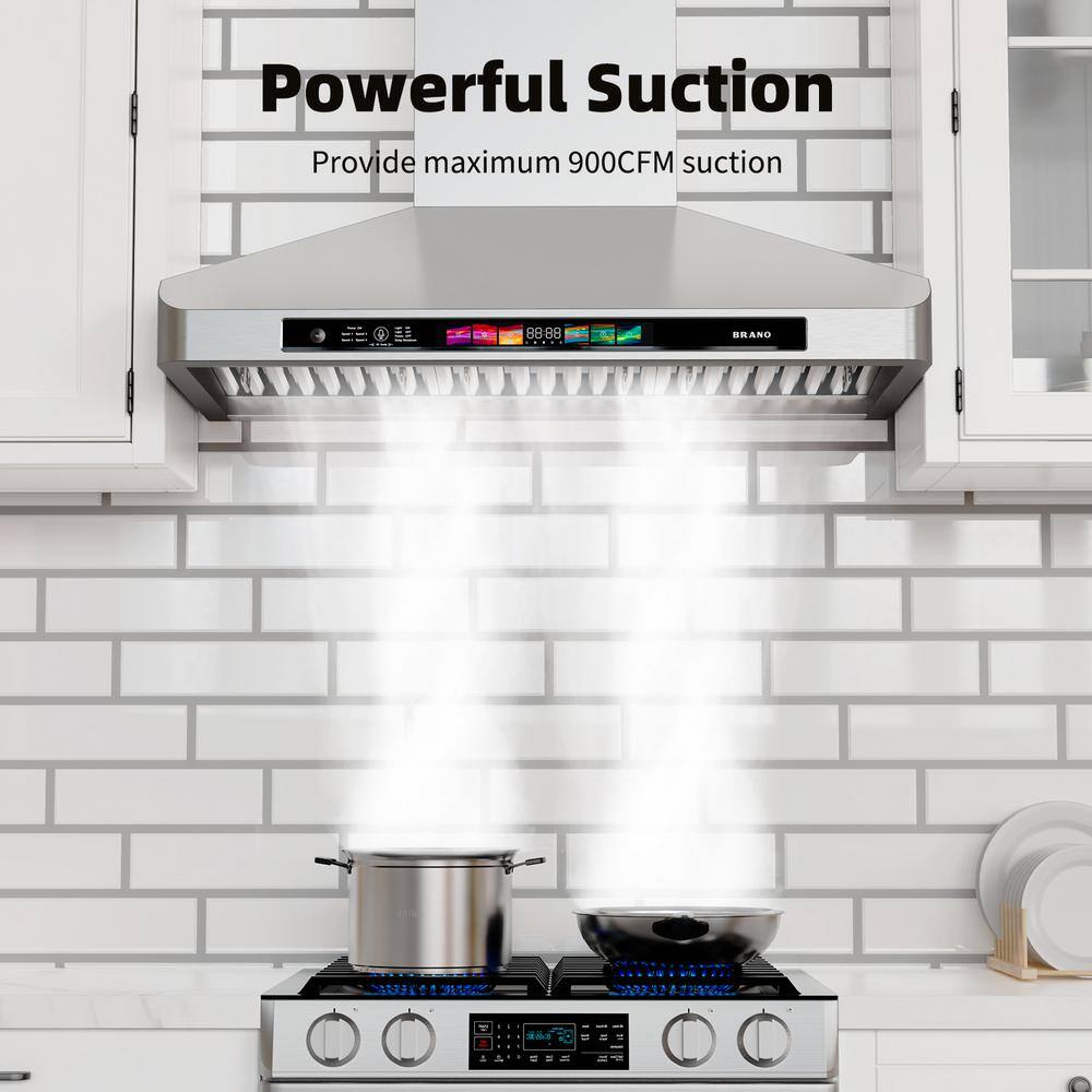 30-Inch Stainless Steel Convertible Wall Mount Range Hood with Touch Control
