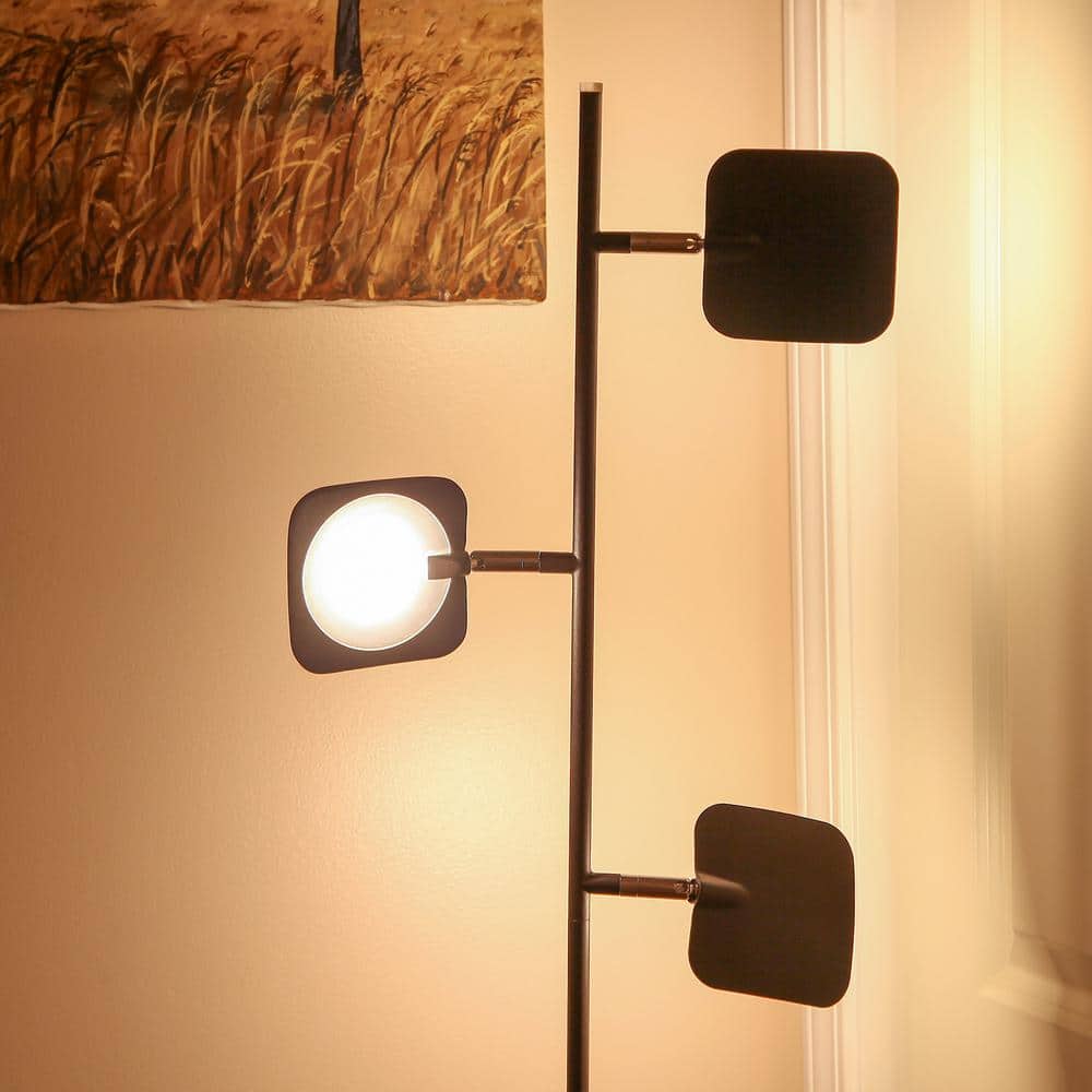 Bronze Touch-Sensitive 60" LED Floor Lamp with 3 Adjustable Heads