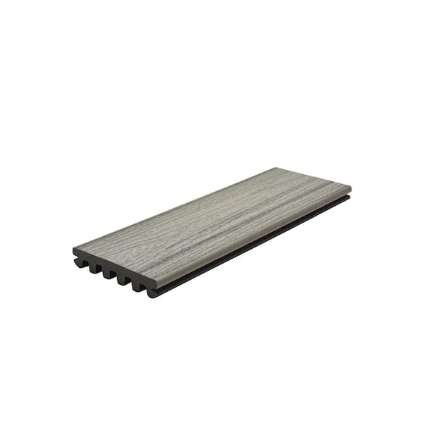 Trex Enhance Naturals 1 in. x 6 in. x 1 ft. Foggy Wharf Composite Deck Board Sample - Grey