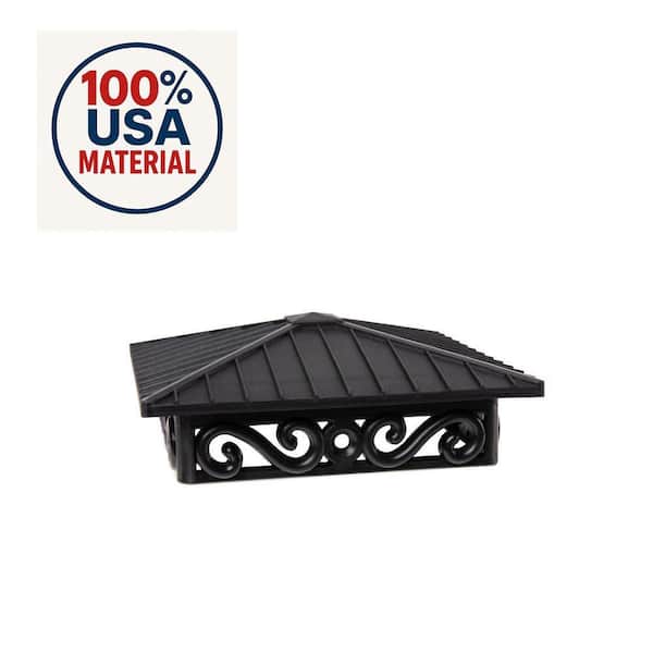 Unique Design Post Caps, Fits Actual 4 x 4 Post, Reinforced Black Polypropylene (3-Pieces)