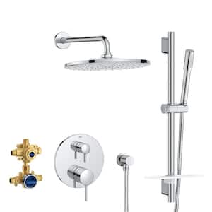 Timeless 1-Spray Dual Wall Mount Fixed and Handheld Shower Head 1.75 GPM in Chrome (Valve Included)