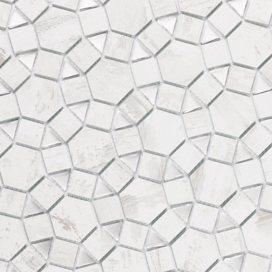 Silver Hexagonal Glass Peel and Stick Wall Tile