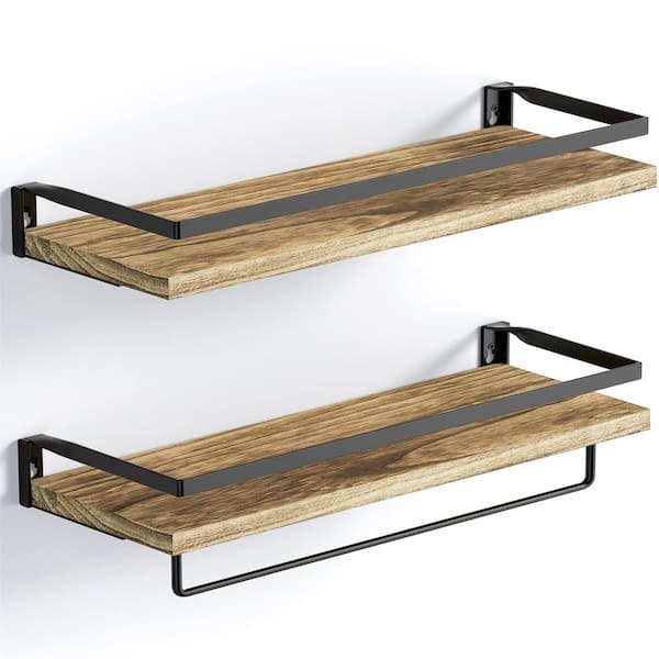 Cubilan 5.9 in. x 16.5 in. x 3.2 in. Light Brown Wood Decorative Wall Shelves with Brackets