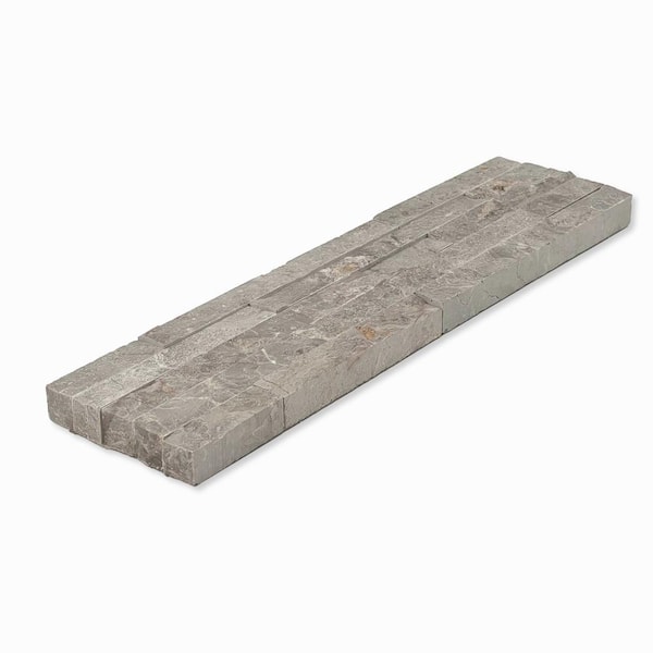 Slender Strip Corner 3 in. x 12 in. Ashen Grey Split Face Marble Wall Tile (5.28 sq. ft./Case)