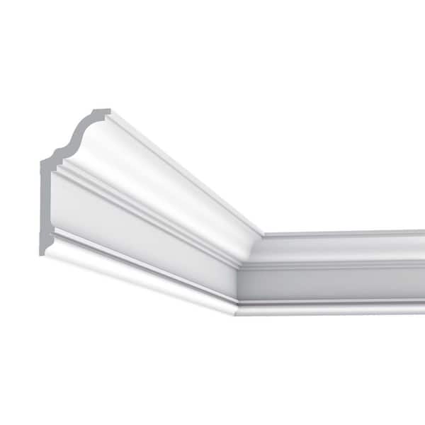 2-3/8 in. x 4-3/4 in. x 78-3/4 in. Primed White Plain Polystyrene Crown Moulding (14-Pack)