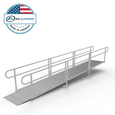 PATHWAY 18 ft. Straight Aluminum Wheelchair Ramp Kit with Solid Surface Tread and 2-Line Handrails
