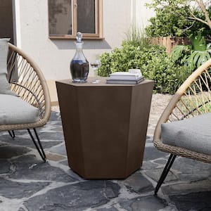 24 in. Indoor and Outdoor Patio Mgo Concrete Coffee Table in a Dark Brown Hexagon Design