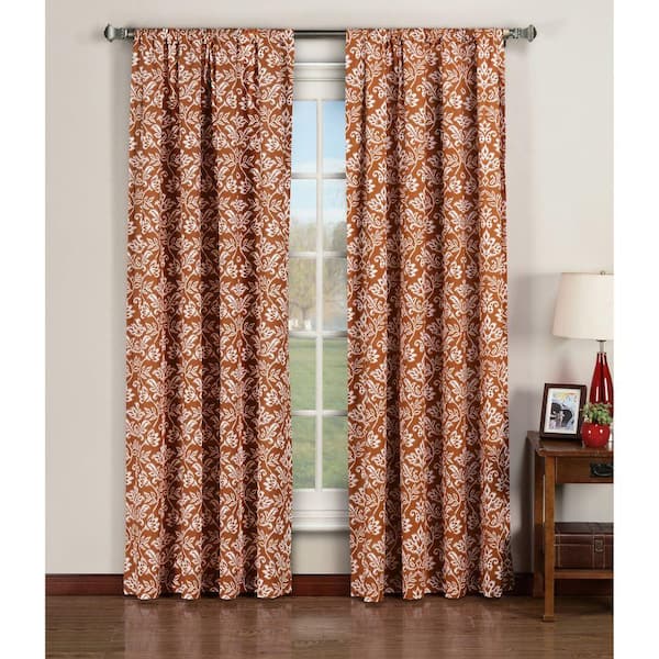 Window Elements Rust Ikat Rod Pocket Room Darkening Curtain - 52 in. W x 84 in. L (Set of 2)