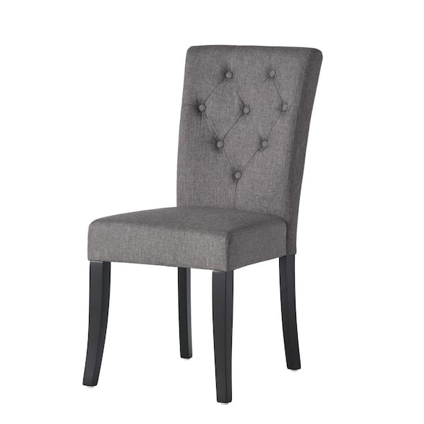 Abrielle Dark Grey and Natural Walnut Fabric Dining Chairs (Set of