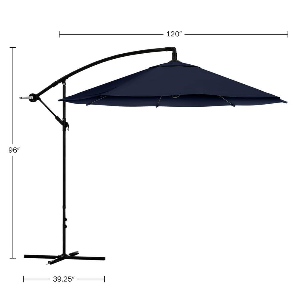 Navy Blue 10-Foot Offset Cantilever Patio Umbrella with Aluminum Pole