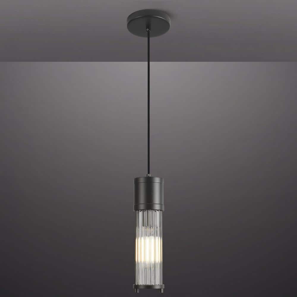 1-Light Dimmable LED Black Cylinder Kitchen Island Pendant Light with Clear  Glass Shade, for Living Room, Dining Room price history on PriceWatchPro