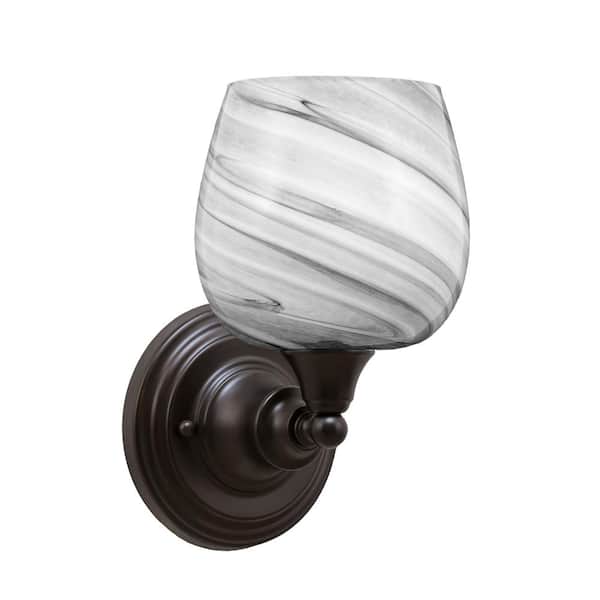Unbranded Fulton 1-Light Espresso Wall Sconce, 6 in. Onyx Swirl Glass