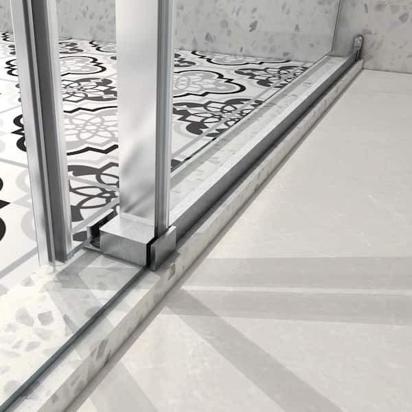 CASAINC 60 in. W x 76 in. H Frameless Shower Door Stainless Steel in Brushed Nickel with Adjustable Soft Closing Function