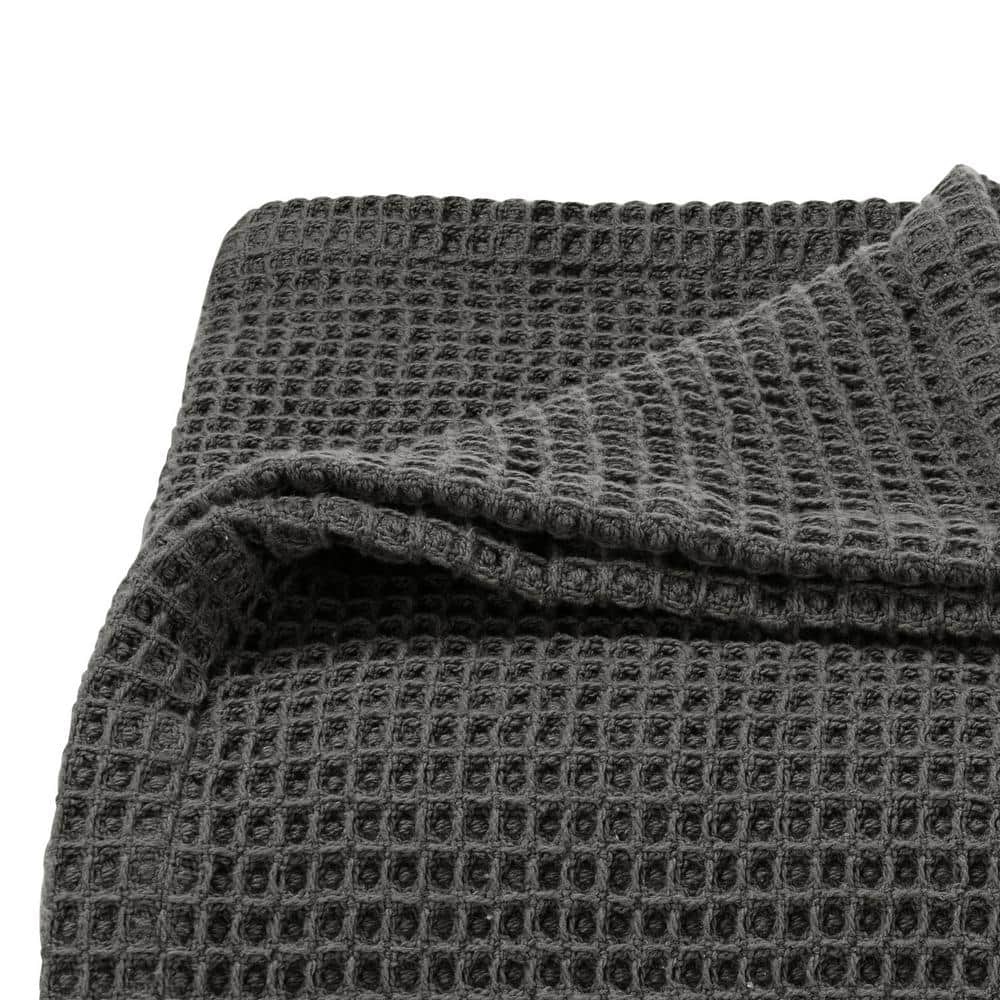 King Charcoal Cotton Waffleweave Knitted Blanket