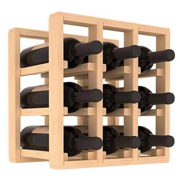 WINE RACKS AMERICA InstaCellar, 9-Bottle Display, 3 Column Standard Extender Rack, Unstained Pine without Clear Coat, Wine Rack