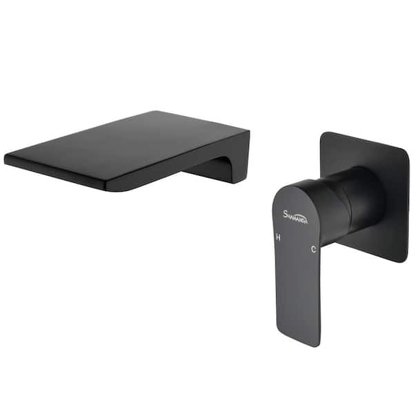 Single Handle Wall Mounted Bathroom Faucet in Matte Black