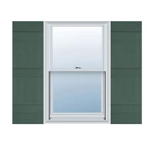 14 in. x 65 in. Lifetime Vinyl TailorMade Four Board Joined Board and Batten Shutters Pair Forest Green