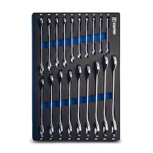 Metric 30° and 60° Angle Open End Wrench Set (19-Piece)