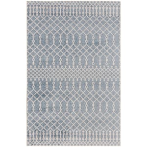 Astra Machine Washable Blue 4 ft. x 6 ft. Moroccan Transitional Area Rug