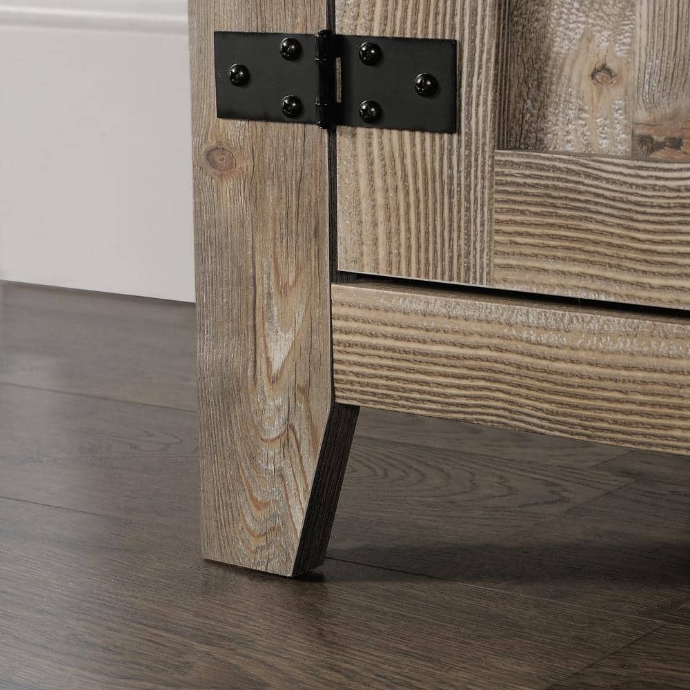 Black Rustic Wood Farmhouse TV Stand with Cabinet