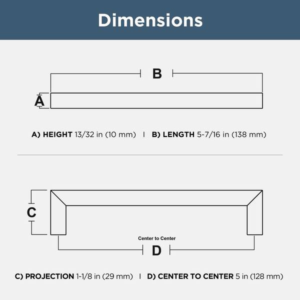 Origin 21 5-1/16-in Center to Center Matte Black Square Handle