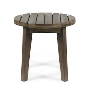 1-Piece 15.75 in. W x 15.75 in. D x 14.25 in. H Grey Acacia Wood Side Table, Accent Table for Outdoor and Indoor, Patio
